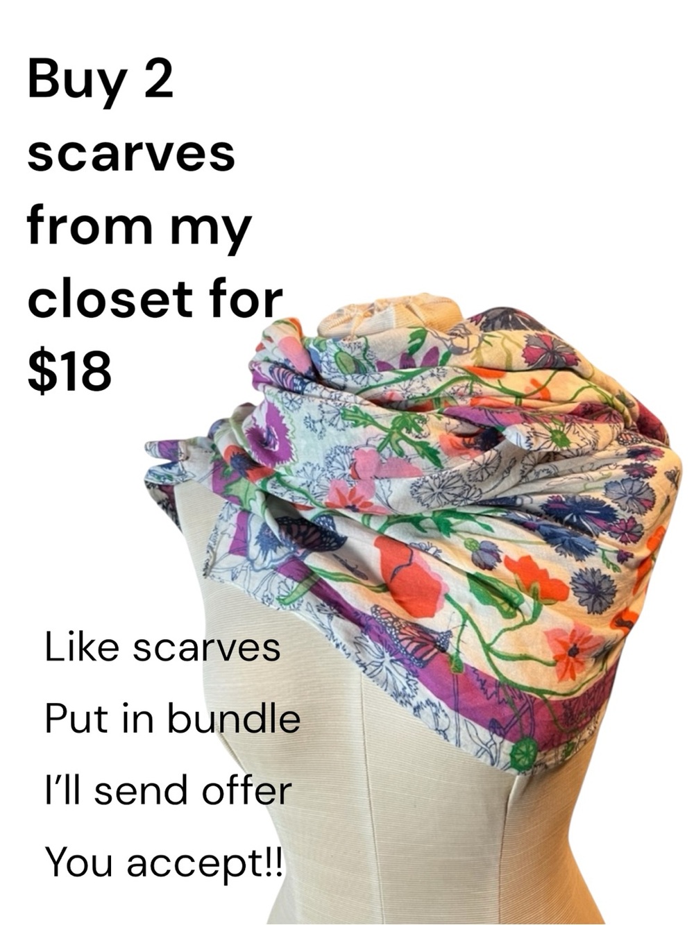 Floral Lightweight Women’s Scarf in Cream with Multicolor Print